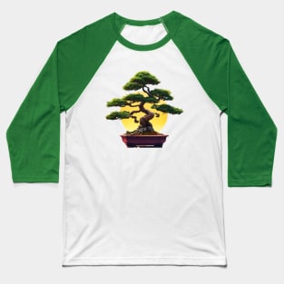 Zen Bonsai Tree Sunset Baseball T-Shirt